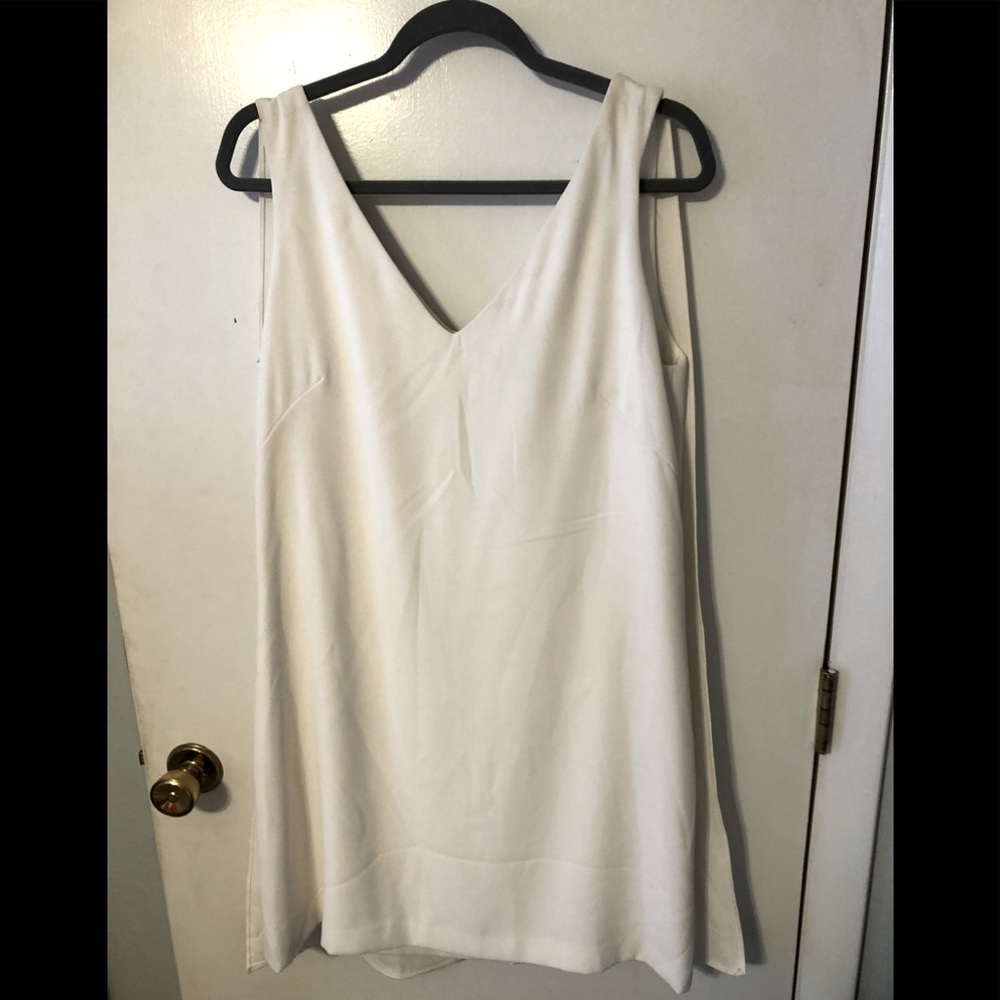 White House Black Market Winter White Split Back Cocktail Dress size14 NWT
